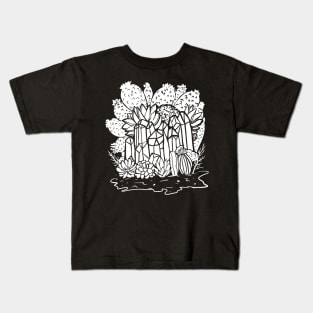 Witchy Cactus, Crystals, Succulents Hand Drawn Kids T-Shirt